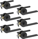 Asidrama 6 Pack Matte Black Privacy Door Lever, German Craftsmanship Door Handles Indoor for Bedroom or Bathroom, Heavy Duty Black Door Handles Interior with Locks for Left Right Sided Doors