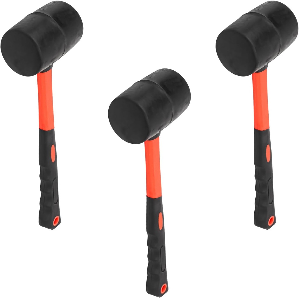 3 PCS Rubber Mallet Hammer, 16 oz Durable Rubber Hammer for Flooring Installation, Camping, Woodwork, and Tent Stakes