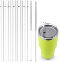 Straws for YETI, 6 pcs Reusable Tumbler Replacement for YETI Straw Lids, 9 inch Plastic Clear Drinking Straws Set with 2 Cleaning Brushes