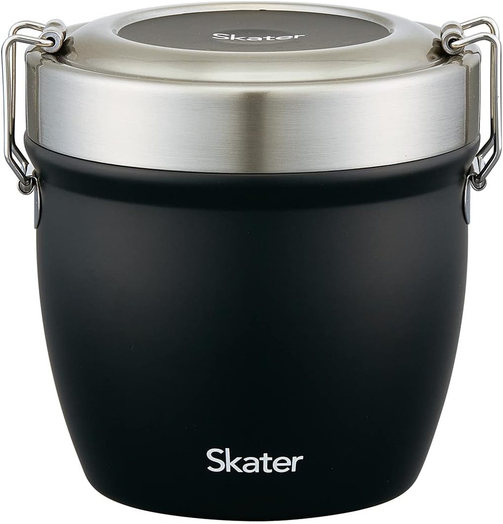 Skater Stainless Steal Insulated Bento Box - Japanese Lunch Pot - 800ml (27fl oz) - Large Capacity - Vacuum Double-Walled - Black
