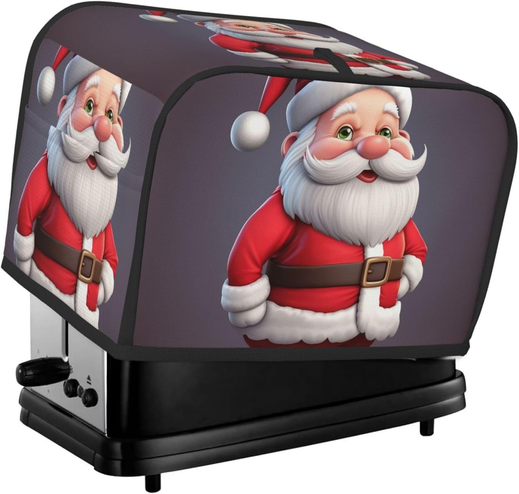Christmas Santa Toaster Cover 2 Slice, Two Slice Bread Machine Covers Quilted Toaster Dust Cover Universal Size Kitchen Small Appliance Cover With Top Handle