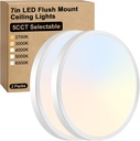 Brightever 7 Inch Flush Mount Ceiling Light, 12W 1200LM LED Ceiling Light Fixtures, 2700K/3000K/4000K/5000K/6500K Selectable, 0.67 Inch Ultra Thin Flat Ceiling Lights for Bedroom Closet, 2 Packs