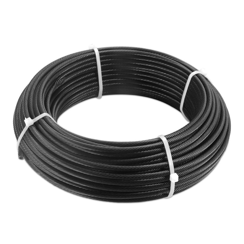 3/16" Black T316 Stainless Steel Cable, 100FT Marine Grade Black Wire Rope Aircraft Cable, 1x19 Strands for Deck Railing, Balcony, Fence, and DIY Balustrades