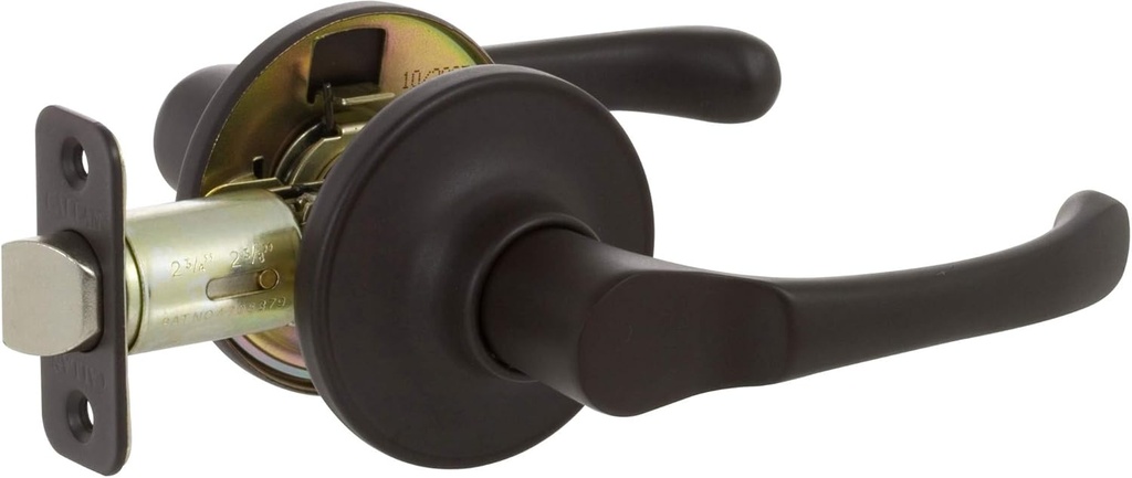 Delaney Callan Hardware Newport Privacy Door Handle, Fits Door 1-3/8 to 1-3/4 in. Thick, Edge Oil Rubbed Bronze – Reversible Left/Right-Handed Bed & Bathroom Push Button Lever – Easy to Install