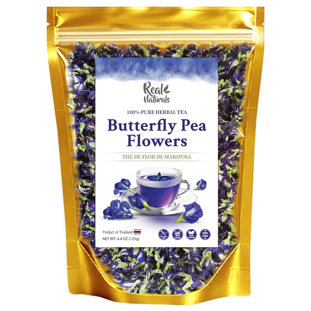 Butterfly pea flower tea loose leaf (375+ Cups) [ 4.4 Ounces Oz] Dried butterfly pea flowers blue tea