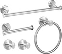 5 Pieces Bathroom Hardware Set Brushed Nickel, SUS304 Stainless Steel Towel Holder Set Includes 16 inch Bath Towel Bar Toilet Paper Holder 2 Robe Towel Hooks Towel Ring, Bathroom Accessories Set