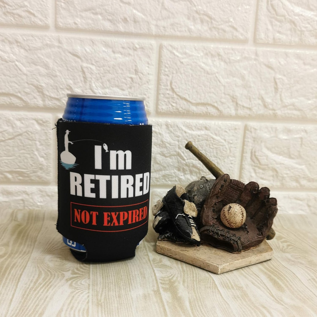 Tainada Neoprene Beer Beverage Drink Can Sleeve Coolie Cooler Insulators (Ideal Retirement Gifts for Men and Women) - 2 pcs Double Sided Printing + One Absorbent Coaster (I'm Retired)