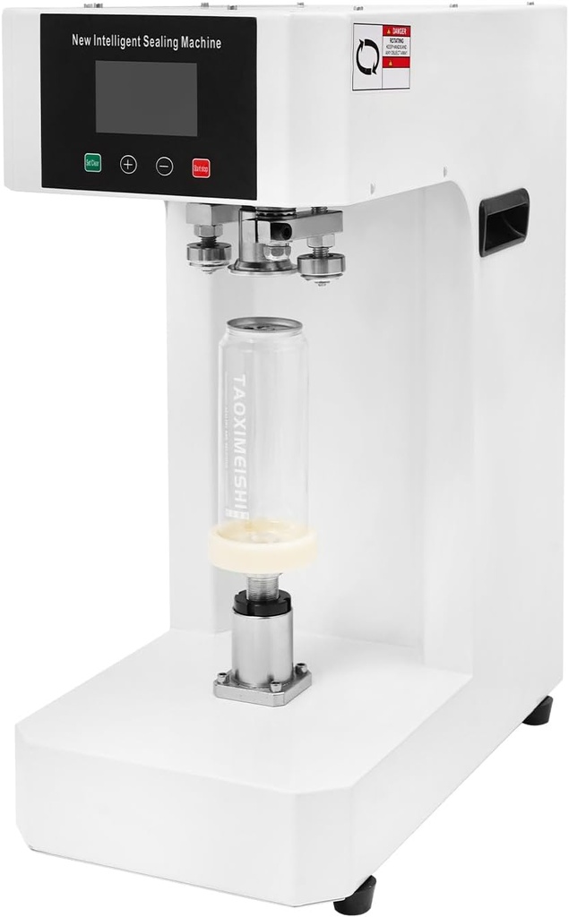370W Automatic Can Sealing Machine, 110V Commercial Plastic Aluminum Beverage Seamer Machine w/LED Display, 2.17" Sealing Diameter Milk Tea Drink Bottle Sealer for Bars, Cafes (370W)