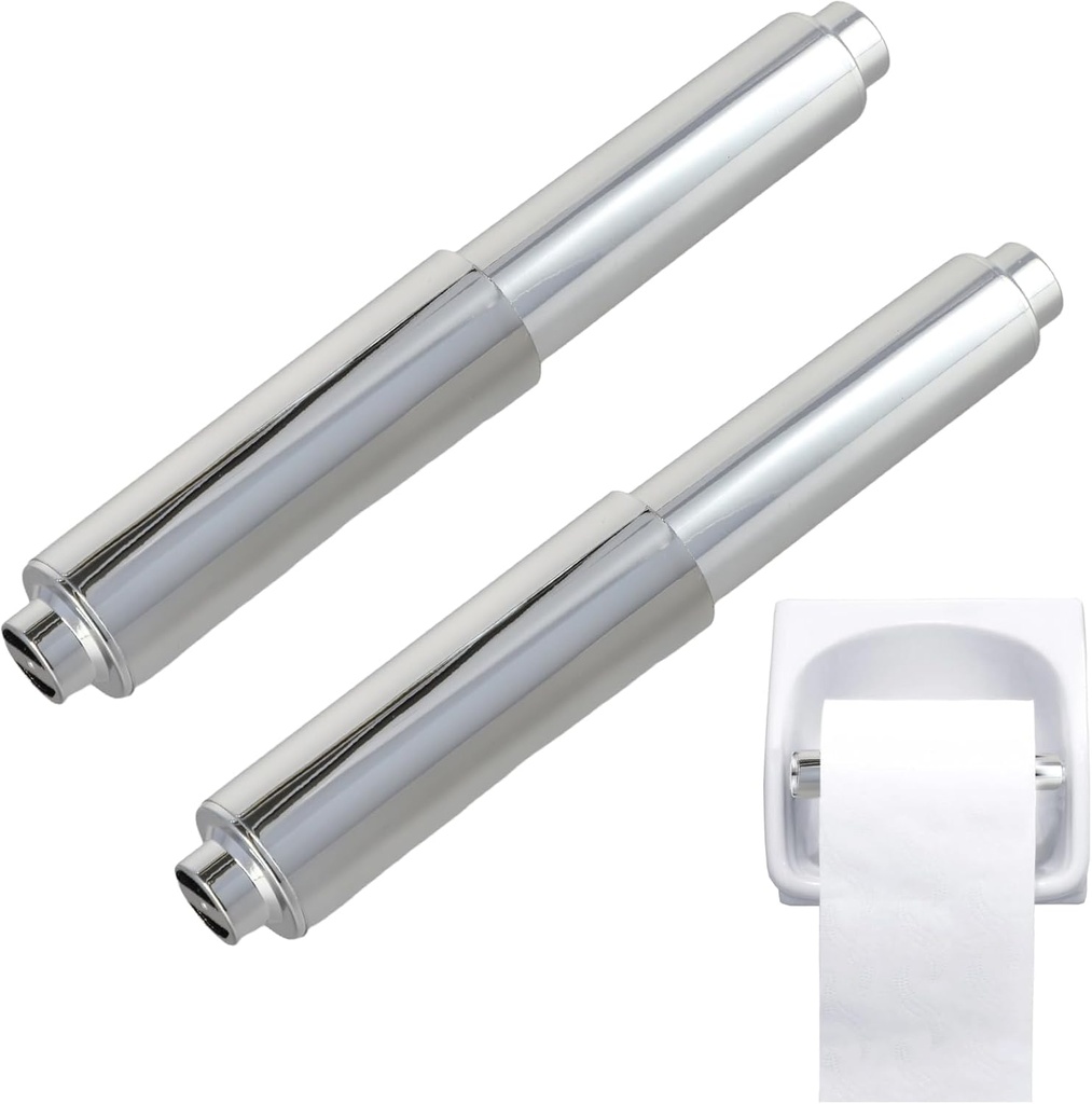 2 Pcs Toilet Paper Spring Rod, Roller Holder Stainless Steel Premium Roll Replacement Stick Bar Parts Loaded Roller Bathroom Accessories (Silver)
