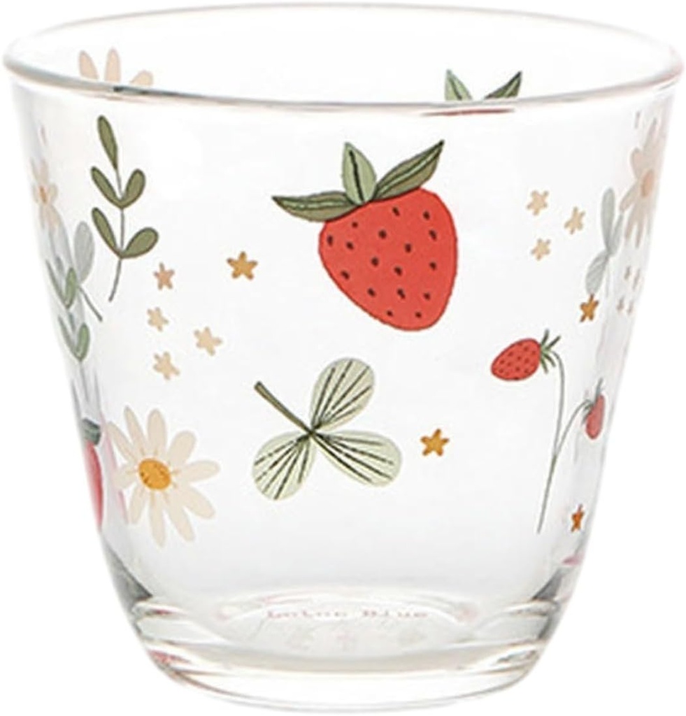 200ml/6.5oz Home High Temperature Resistant High Borosilicate Glass Cup Office Cute Personalized Transparent Mini Water Cup-strawberry