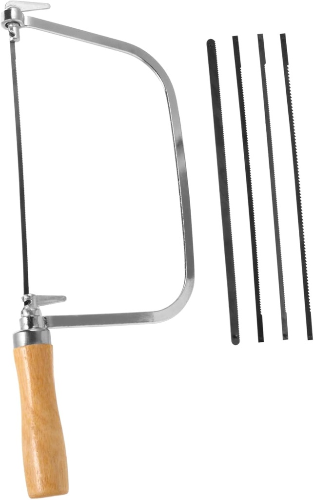 1Set Adjustable U Shaped Woodworking Saw with Handle Curve Cutter Blades Included Durable Frame for DIY Projects and Crafts