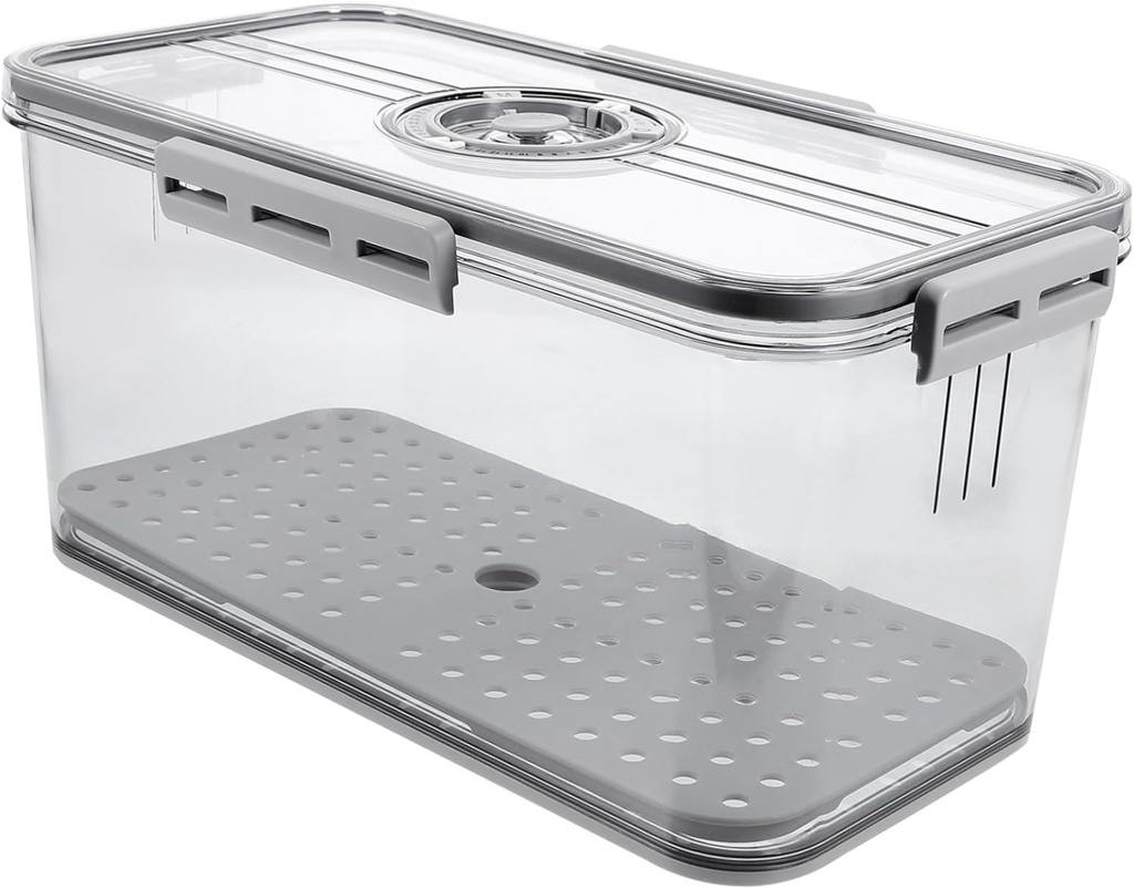 PRETYZOOM Kitchen Containers Lid Airtight Crisper Box for Bread Food Storage Box Drain Tray Fresh Keep