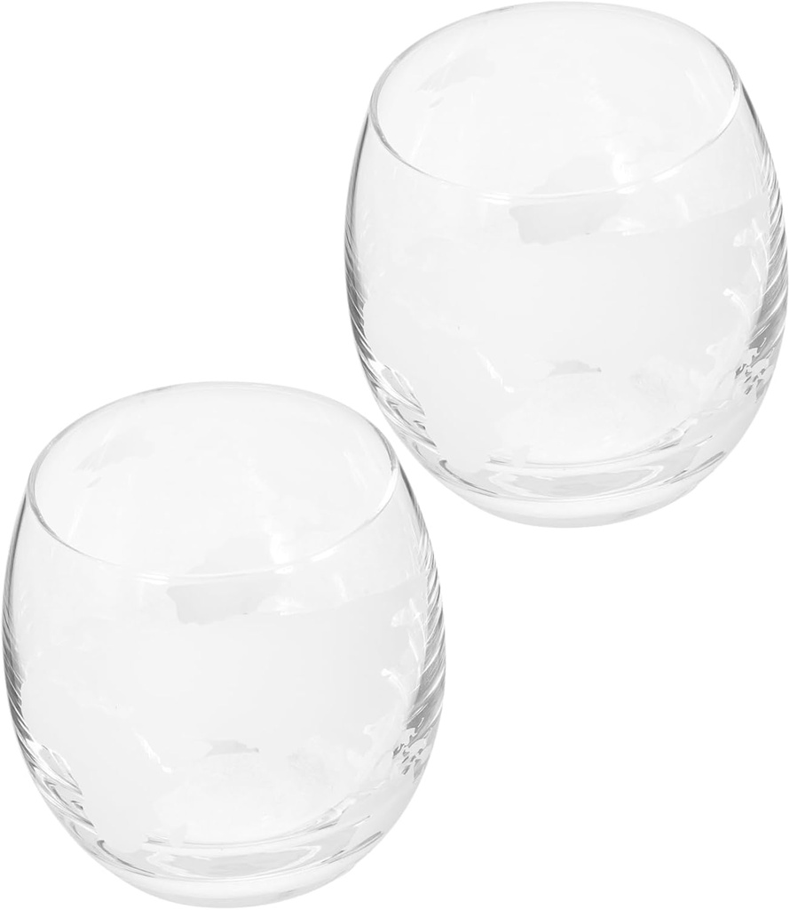 Set of 2 World Map Glass Drinking Glasses Elegant Beverage Mugs for Hot or Cold Drinks