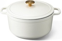 CAROTE 5QT Enameled Cast Iron Dutch Oven Pot with Lid, Heavy-Duty Dutch Oven for Sourdough Bread Baking, Braising, Stews, Roasting, Healthy & Non-Toxic, Dual Handles, All Stovetop Compatible, Oven Safe up to 500° F, White