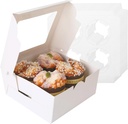 20 PCS White Paper Cupcake Boxes 4 Count and Clear Window for Valentine, Birthday, Wedding, Bakery Supplies and Party, Which Can Be Used as Bento Cake Box