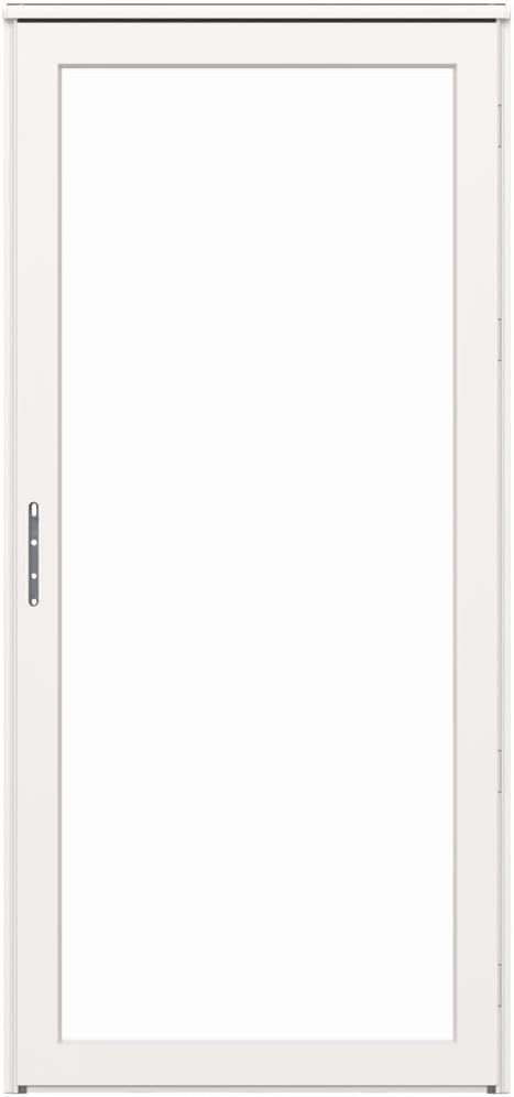 LARSON Platinum Interchangeable Full Glass White Linen 36-in. Right Hinge Storm Door