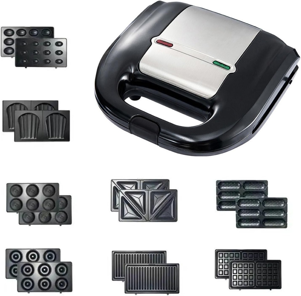 8 in 1 Sandwich Donut Waffle Maker Nut Maker Biscuit Maker Steak Maker Sausage Maker 750W Breakfast Maker