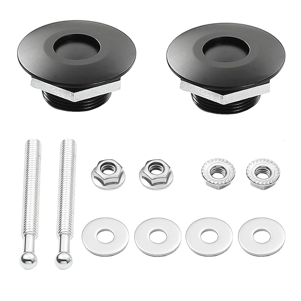 STETION Quick Release Latch License Plate Lock Clip 1.25" Diameter Aluminum Alloy Car Hood Pins Lock Clip Kit for Bumper Hood License Plate (2 Pack - Black)