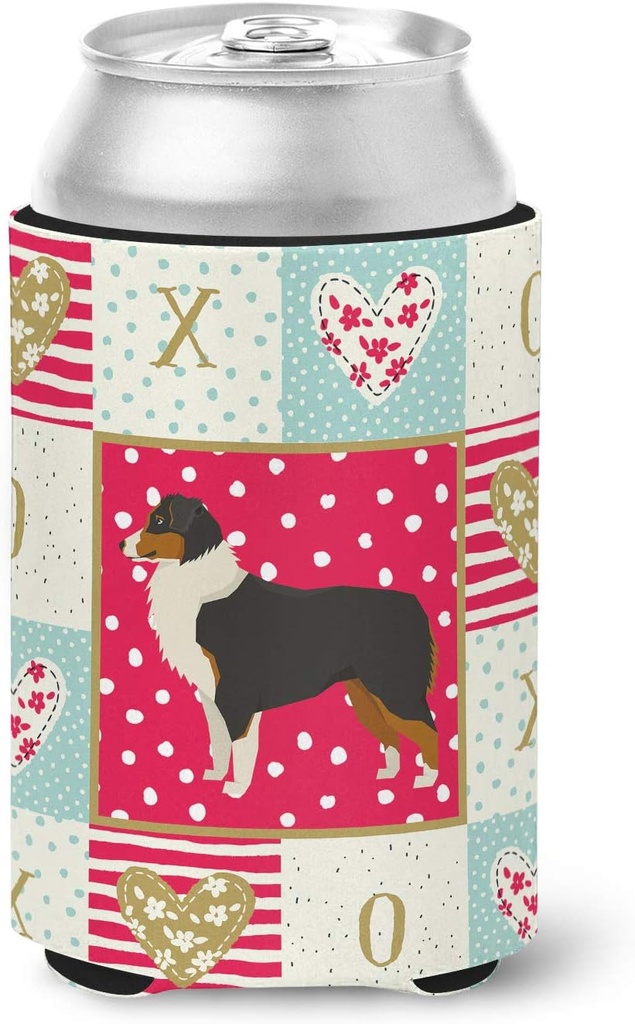 Caroline's Treasures CK5906CC Australian Shepherd Love Can or Bottle Hugger Cooler Washable Drink Sleeve Collapsible Beverage Insulated Holder, Can Hugger, Multicolor