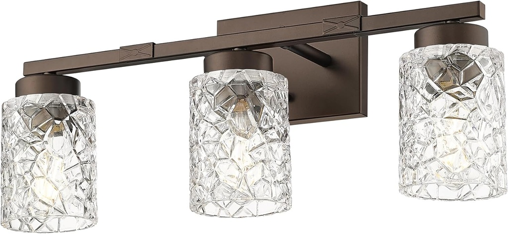 Emliviar 3 Light Vanity Wall Sconce, Farmhouse Bath Wall Lantern Fixture for Mirror Bedroom Living Room Bedroom Hallway, HE294B-3W ORB