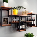 Industrial Wall Mounted Wine Rack,Vintage Bar Floating Shelf,Metal Wine Bottle Holder,Wine Storage for Kitchen,Cellar,Home,Upside Hanging Goblet,C,106CM