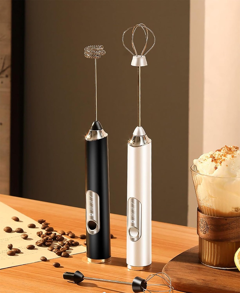 Milk Frother Handheld for Coffee,Milk Frothers,Coffee Mixer,Multi-Functional Electric Milk Foam Maker with 3 Heads 3 Speed for Lattes,Mini Hand-Held Whisk For Home Use,Milk Foam Maker(white)