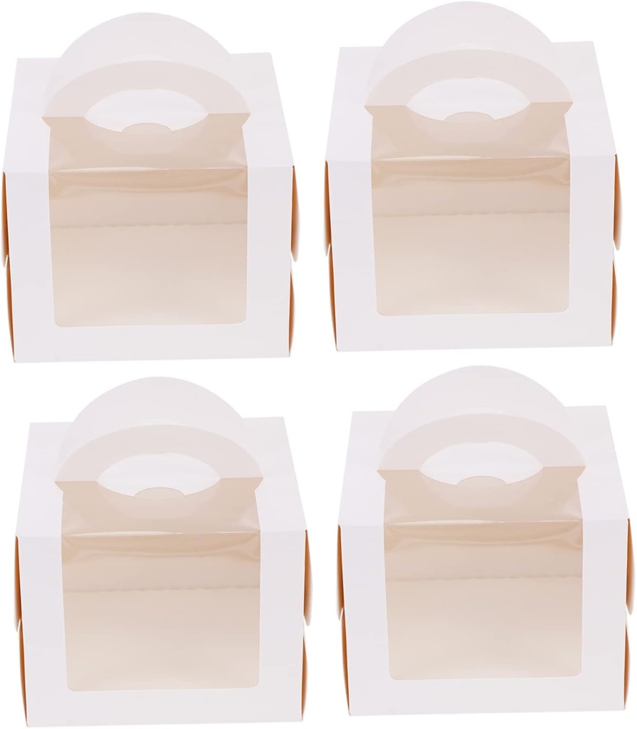 GLEAVI 4Pcs Decorative Birthday Cake Boxes with Window White Cake Storage Cases for Desserts Multi Purpose Packing Boxes for Weddings Parties and Special Occasions