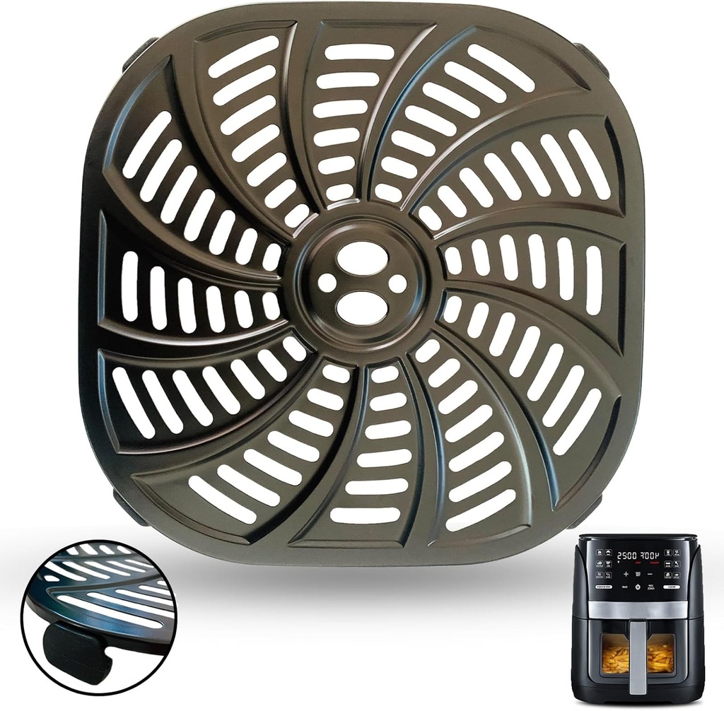 6QT Square Air Fryer Crisper Plate for Gourmia GAF616 Air Fryers, Upgraded Air Fryer Grill Insert Pan Rack Crisper Tray Grate Grid Shelf for 6QT Gourmia Air Fryers, Nonstick, Dishwasher Safe