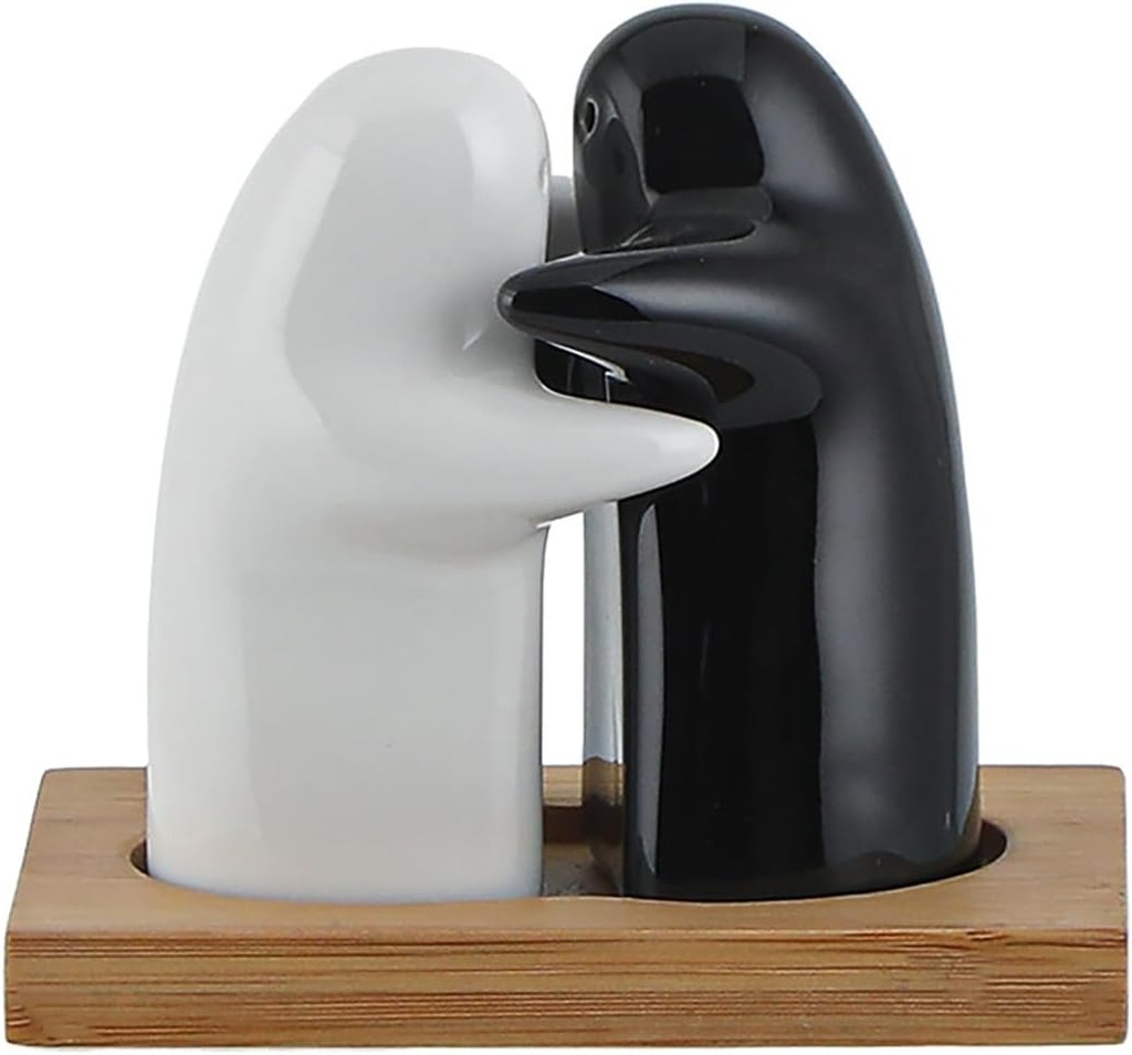 Cute Salt and Pepper Shakers,Easy to Refill and Dispenser Shaker Set,Home Decorative Dispenser for Kitchen white and Black