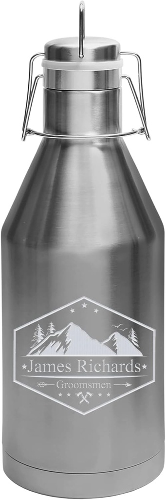 Sofia's Findings Personalized Groomsmen Vacuum Insulated Growler with Swing-Top Lid
