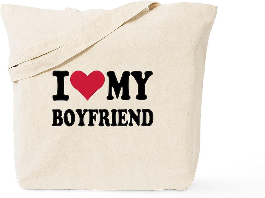 CafePress I Love My Boyfriend Tote Bag Reusable Natural Beige Canvas Shopping Bag