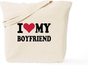 CafePress I Love My Boyfriend Tote Bag Reusable Natural Beige Canvas Shopping Bag