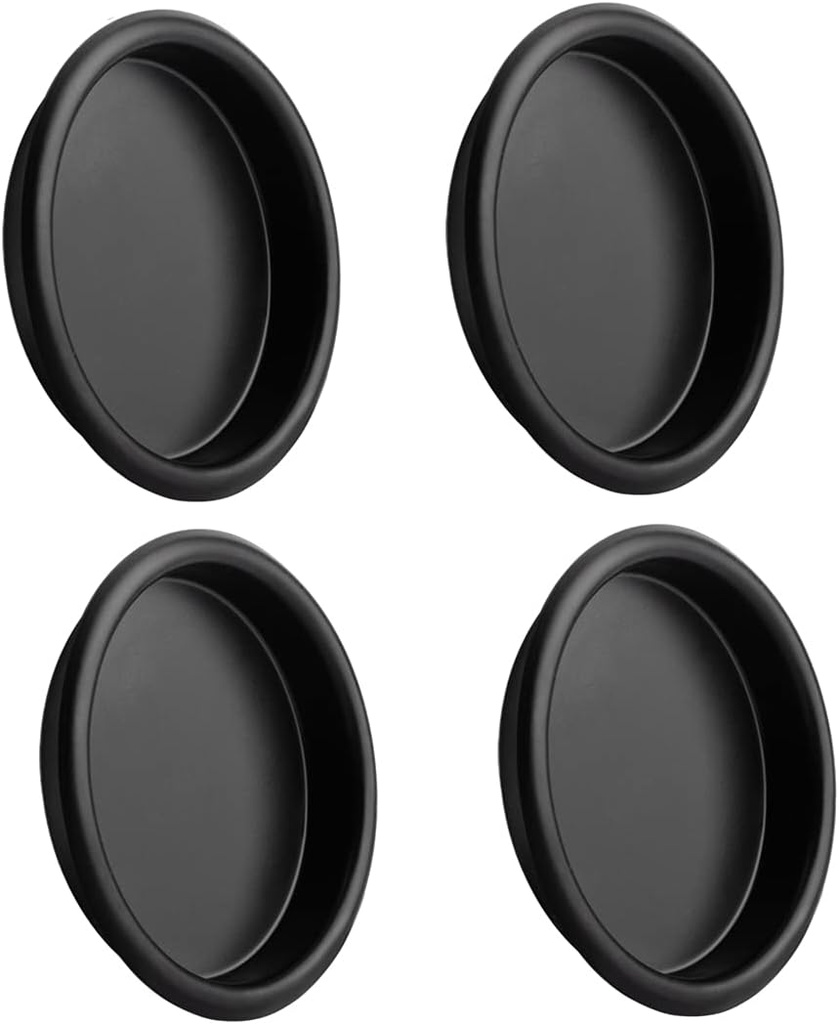 HOMOTEK 4 Pack Closet Door Finger Pull 2-1/16”, Easy Snap in Installation, Black, Fits a 5/16”Depth x 2-1/16" Diameter Opening Hole