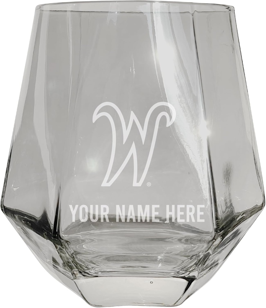 R and R Imports Wichita State Shockers Customizable Stemless Diamond Wine Glass Engraved 10 oz Clear Officially Licensed Single Unit