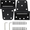 HOME MASTER HARDWARE Self-Closing Spring Gate Hinge 3-1/2" Heavy Duty Automatic T Hinges Steel Black Finish with Screws 2-Pack for Wood Fence Gate Vinyl Shed Door