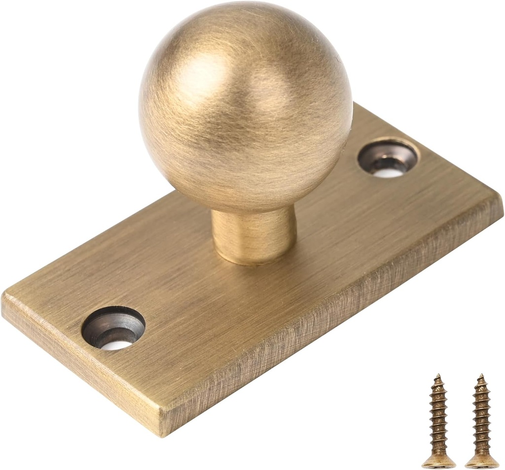 Solid Brass Cabinet Knob with Backplate 5 Pack- Antique Brass Drawer Pulls and Handles for Cabinet, Dresser, Wardrobe, Cupboard, Vanity, Nightstand