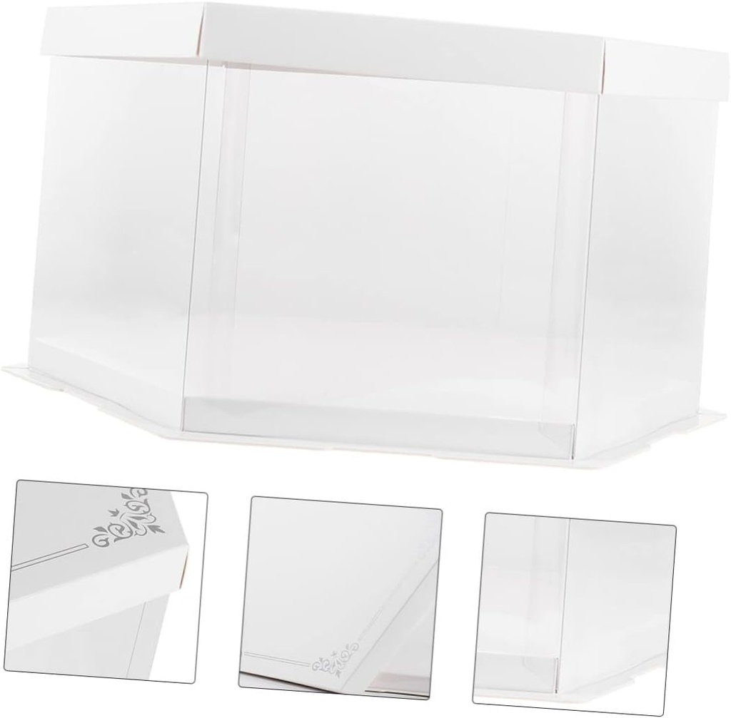 1pc Hexagonal Cake Packaging Box Single Layer Lace Lid for Cakes Desserts and Cookies White Carrier Container