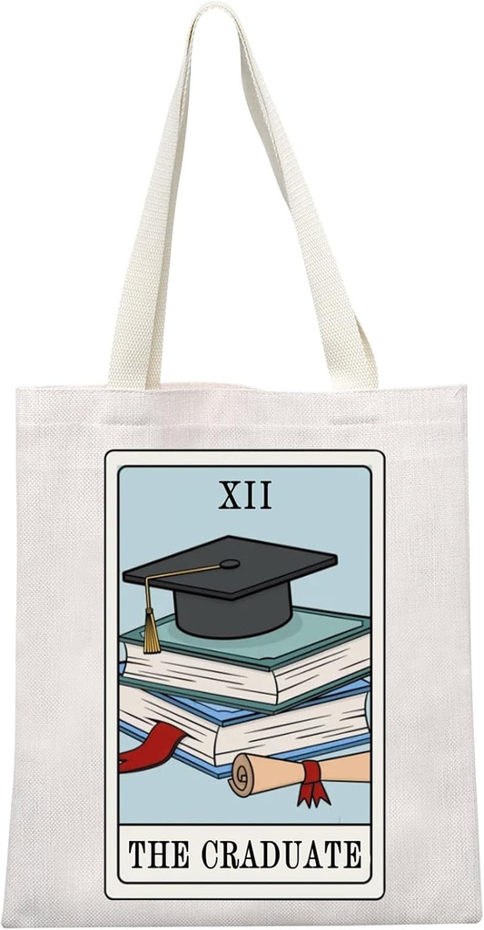 MEIKIUP Graduation Tote Bags The Graduate Tarot Card Tote Bag Reusable Grocery Shopping Bags for Graduation Party Supplies