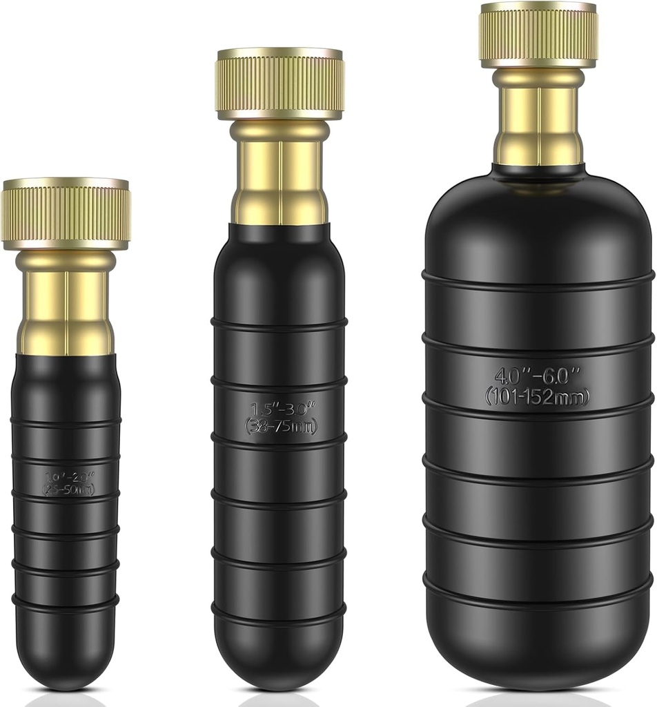 3-Pack Drain Bladder Kit, Water-Powered Rubber Drain Cleaning Bladder, Fits 1 to 6 Inch Pipes, Ideal for Clearing Bathroom Sinks, Showers, Swimming Pool Drains, Kitchen Sinks and Main Drains Clogs