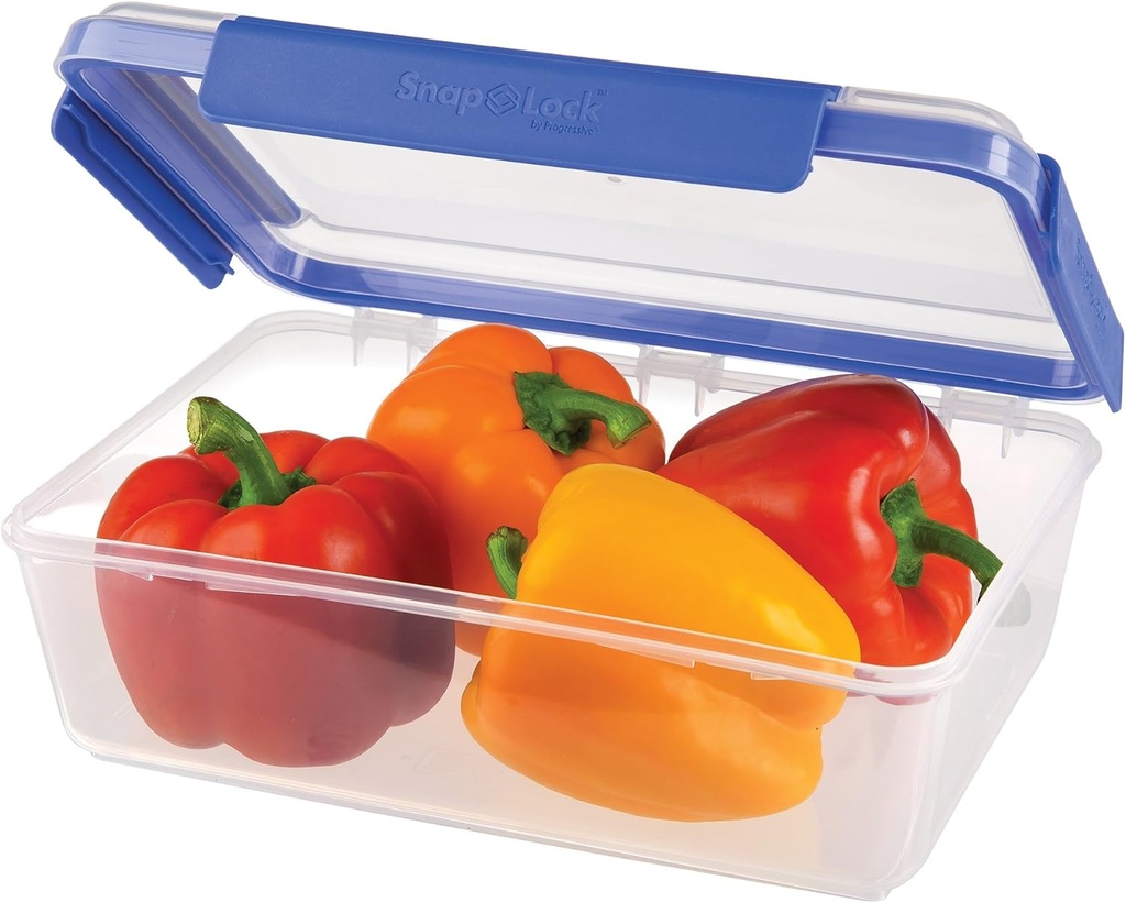 SnapLock by Progressive 12-Cup Storage Container - Blue, Easy-To-Open, Leak-Proof Silicone Seal, Snap-Off Lid, Stackable, BPA FREE