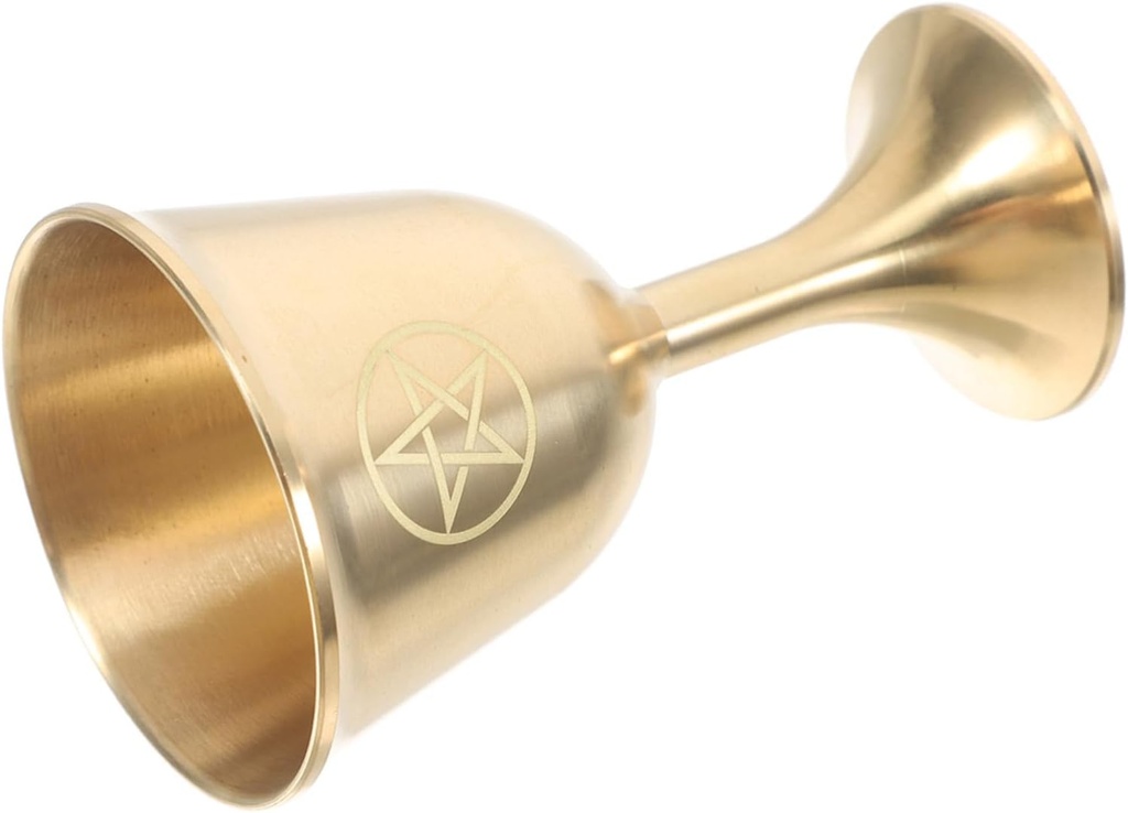 Viking Style Pentagram Brass Cup Gothic Goblet Altar Wine Goblet Wiccan Tool