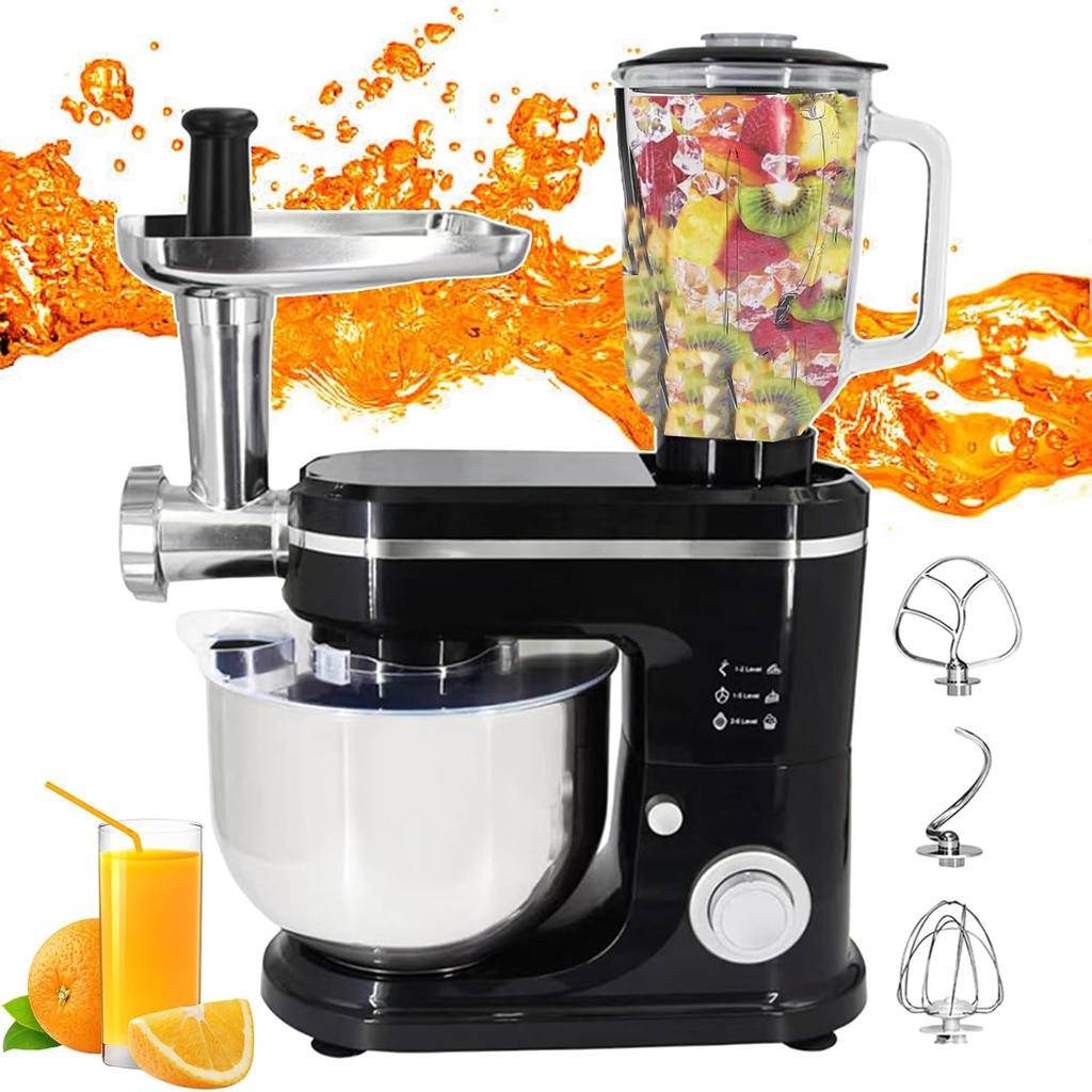 Multifunctional Stand Mixer, Food and Vegetable Chopper with 1500W Motor, Juicing Blending Cooking Machine with 8 Speed ??Adjustment,White，Black