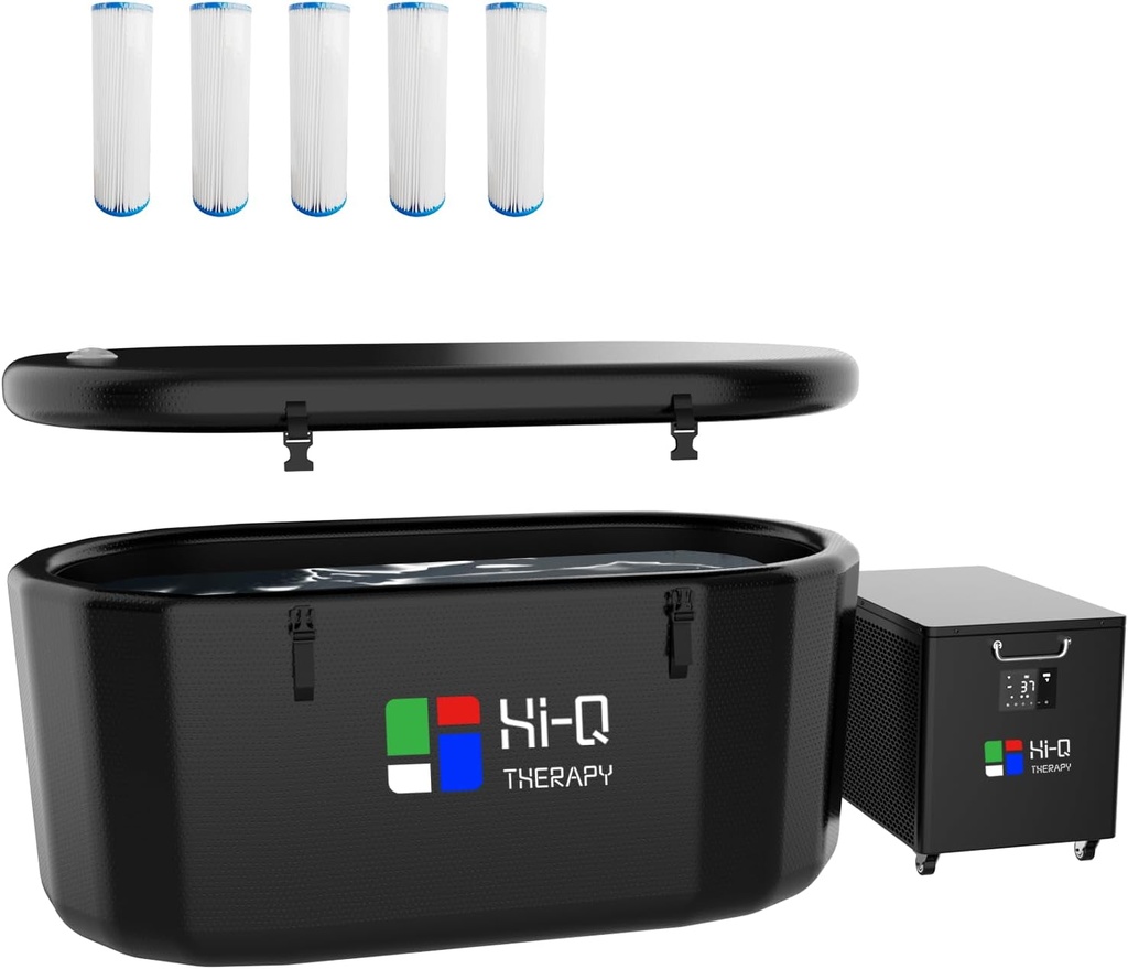 Hi-Q Therapy Freestanding Bathtub with Chiller, Portable Cold Plunge Kit, Smart Water Chiller OTA Upgrade, Cold Therapy for Athletes, Gym House