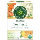 Traditional Medicinals Organic, Turmeric Tea with Ginger & Meadowsweet - Supports Normal Response to Inflammation - Kosher, Non-GMO, Caffeine-Free, Compostable - 16 Tea Bags