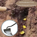 Soil Turning Hoe, Triangle Hoe Garden Tool, Hardened All-Steel Plow Hoe Ridging for Manuring Weeding Planting Digging Soil Leveling Stainless Steel Landscaping Hoe, Bronze