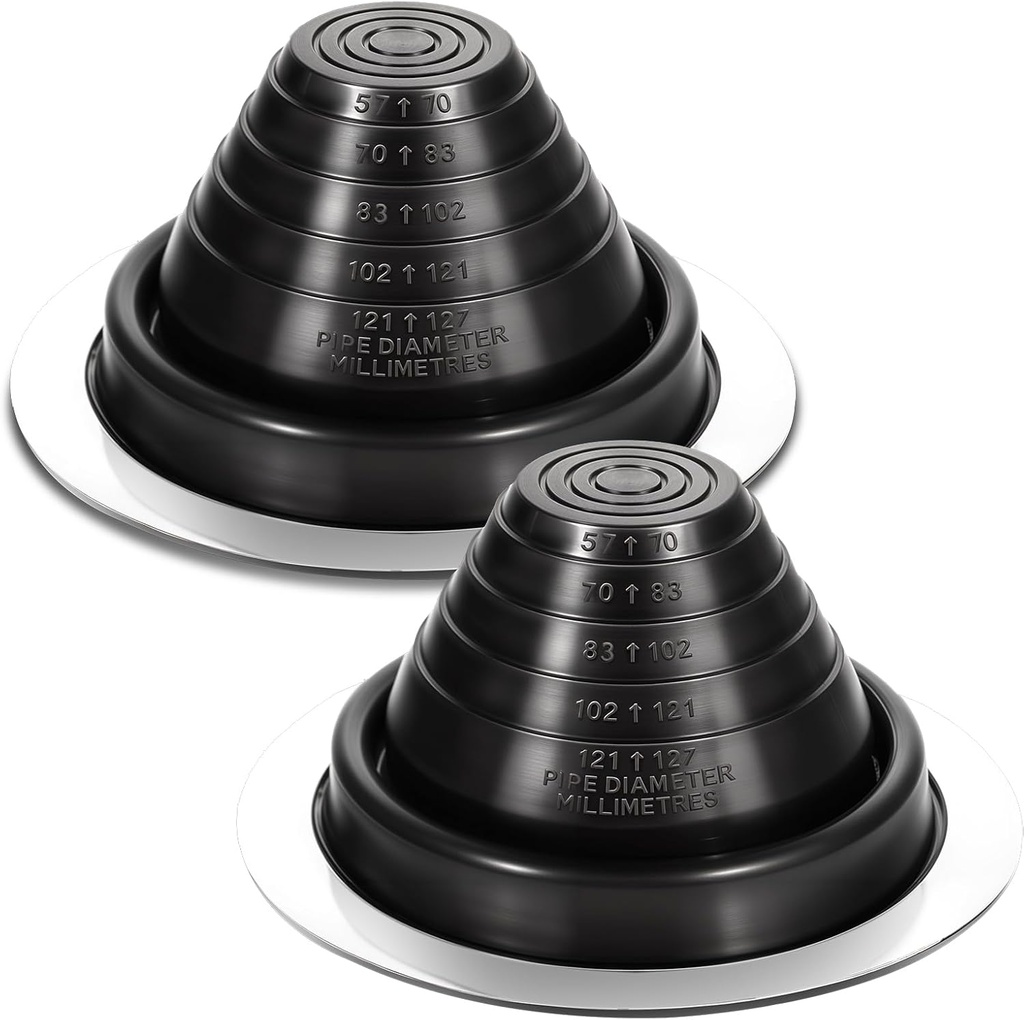 2 Pcs Pipe Flashing Boot for Pipe OD 1/4" to 5" EPDM Flexible Roof Jack Pipe Boot Metal Roofing Boots, 7-3/4 Inch in Base Diameter