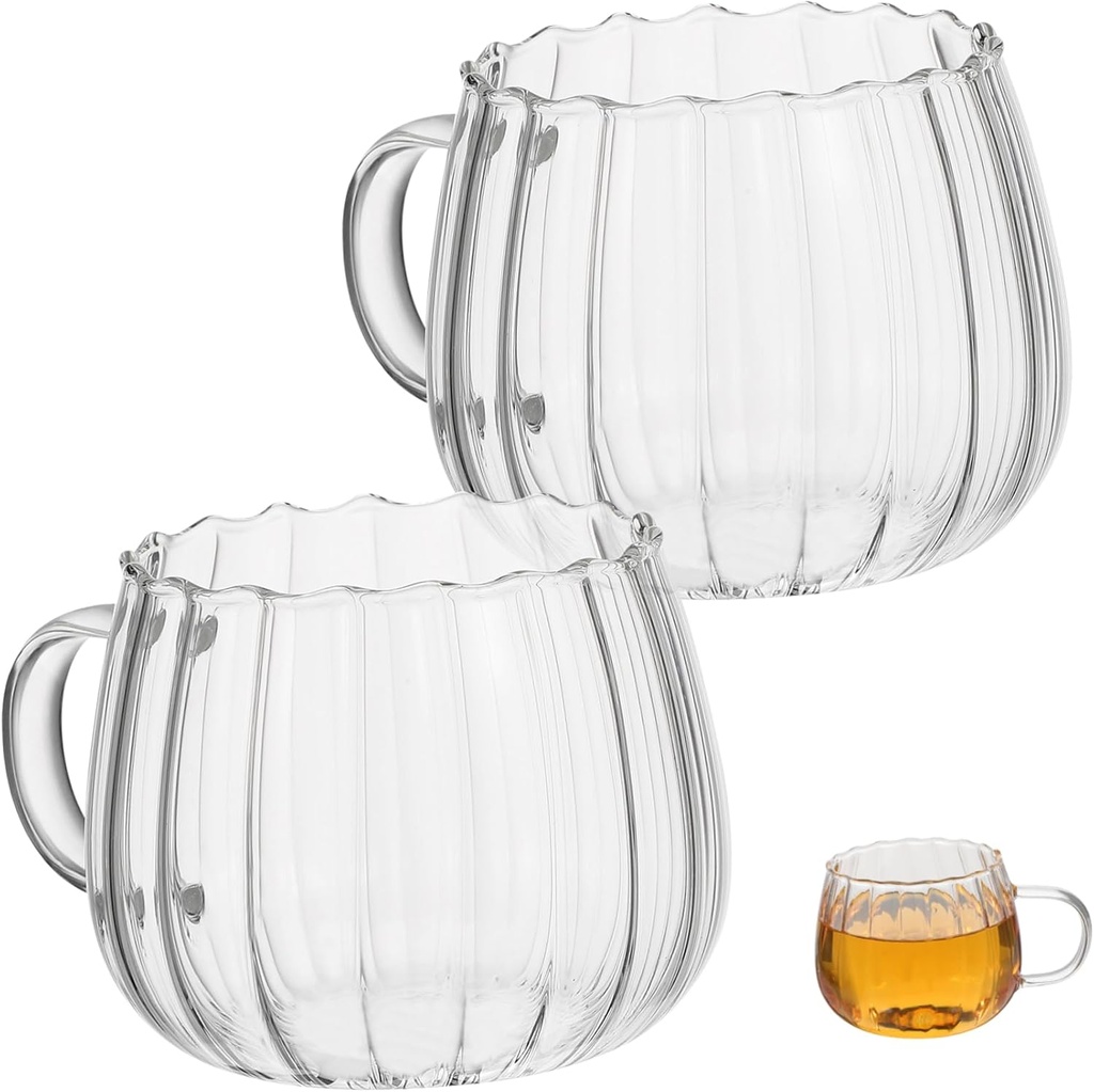2pcs Clear Glass Mugs with Handle Transparent Coffee Tea Cups for Hot Beverages Versatile Drinking Glasses for Home Restaurants and Bars