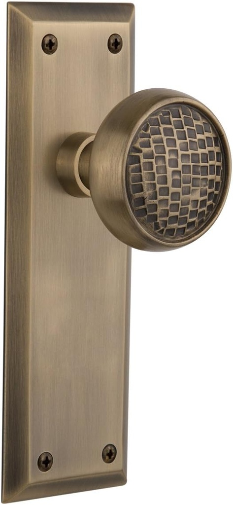 Nostalgic Warehouse New York Plate with Craftsman Knob, Passage - 2.375", Antique Brass