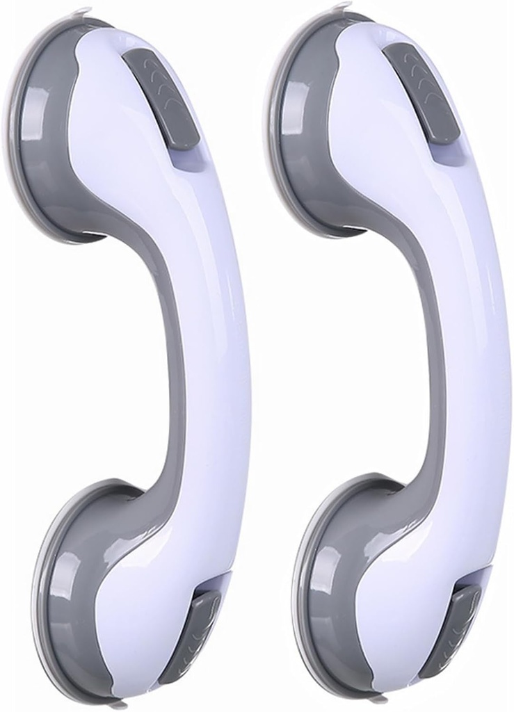 HONEYSEW 2 Pack Grab Bars for Bathtubs and Showers Suction Cup Grab Bar, Heavy Duty Shower Handle Removable Bath Handrails for Seniors and Elderly, Bathroom Safety Grip No Drilling Waterproof (Gray)