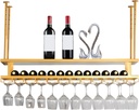 Wine Glass Hanger Rack, Wine Glass Holder Adjustable Hanging Champagne Goblets Holders with Screws Wine Glass - Wine Bottle Display Rack, for Kitchen Wine Cellar Bar